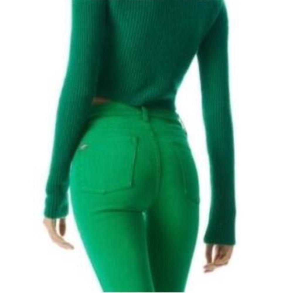 NEW Zara Denim Skinny Jeans Green Size 2 Mid Rise Slim